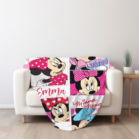 Discover Personalized MinnieMouse Blanket,Custom Name Disney Minnie Blanket,Disney Blankets,MinnieBirthday Gifts, Kids Name Blanket, Baby Gift BZCL18