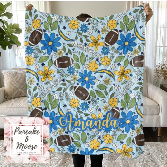 Discover Los Angeles Football Floral Fleece Blanket | Game Day Sports Throw | Cozy Fan Gift