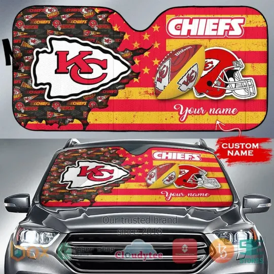 Discover Kansas City Chiefs Football Team Car Sunshade