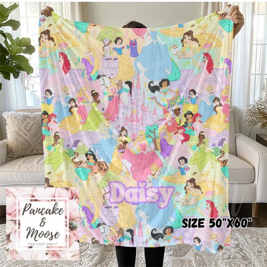 Discover Personalized Fairy Princess Mashup Blanket Custom Name Girls Throw  Pastel Castle Bedroom Decor