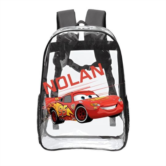 Discover Personalized Lightning McQueen Clear Backpack: Kids School Bag (16.9"x12.2"x5.1")