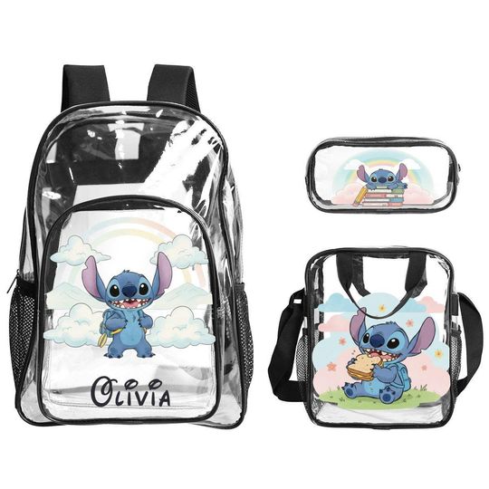 Discover Personalized Stitch Clear Backpack Set  Kids Back to School