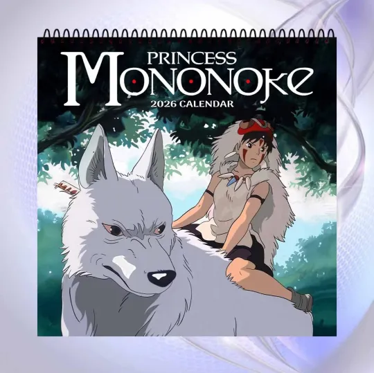 Princess Mononoke 2026 Calendar, Studio Ghibli Anime Calendar, Fantasy Art Gift
