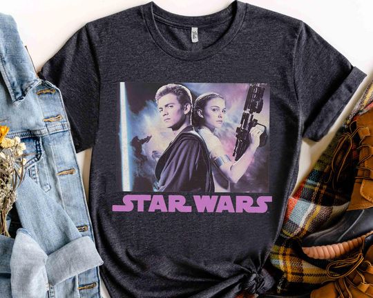 Star Wars Padme & Anakin Skywalker Portrait Retro 1977 Shirt, Galaxy's Edge Trip T-shirt Family Birthday Gift Adult Kid Toddler Tee
