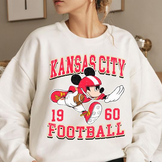Discover Kansas City Football Mickey Sweatshirt Unisex Game Day Pullover