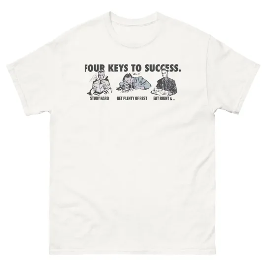 Discover Four Keys To Success T-Shirt - Retro Motivational Graphic Tee for Students