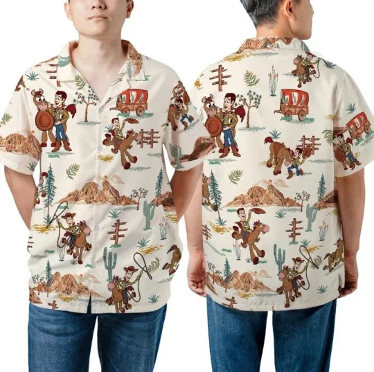 Discover Unisex Toy Story Woody And Bullseye Wild West Disney Hawaiian Shirt, Toy Story H