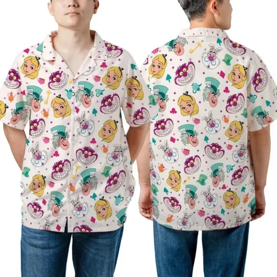 Unisex Alice In Wonderland Characters Hawaiian Shirt