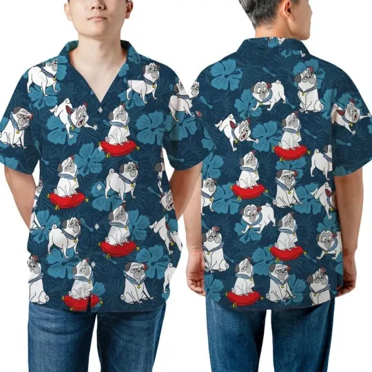 Discover Unisex Pocahontas Percy Pug Floral Hawaiian Shirt, Percy Disney Dog Shirt, Dog L