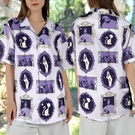 Discover Vintage The Nightmare Before Christmas Halloween Hawaii Shirt, Disney Ghosts Haw