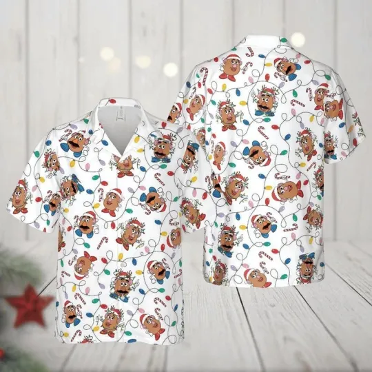 Discover Mr And Mrs. Potato Christmas Lights Hawaiian Shirt, Disney Trip Button Shirt