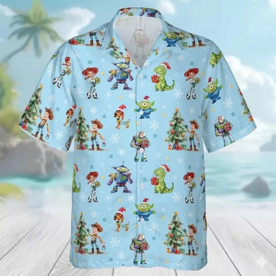 Christmas Toy Story Hawaiian Shirt, Toy Story Pants Kids Xmas Button Shirt