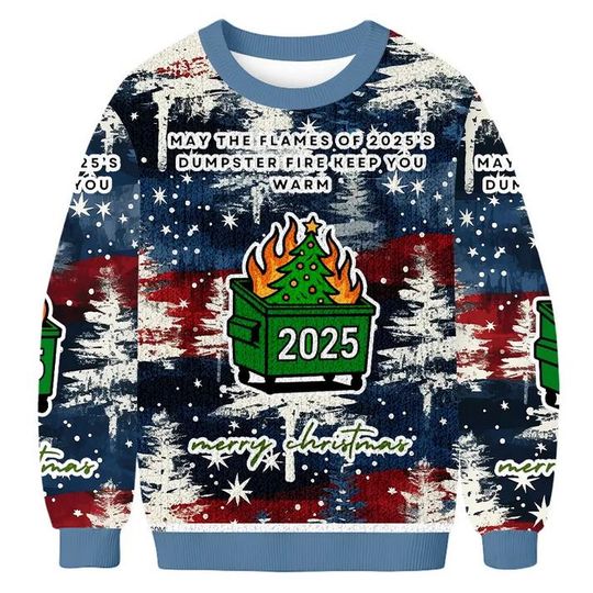 Discover Dumpster Fire Funny Ugly Sweater, Funny Holiday Costume, Meme Xmas Sweater, Christmas Gift For Men Women, Meme Gift, Holiday Cewneck