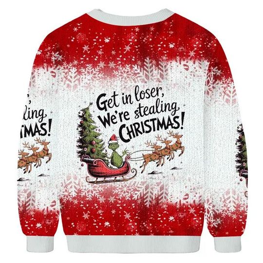 Discover Get In Loser We're Stealing Funny Ugly Sweater, Funny Holiday Costume, Christmas Gift For Men Women, Holiday Cewneck