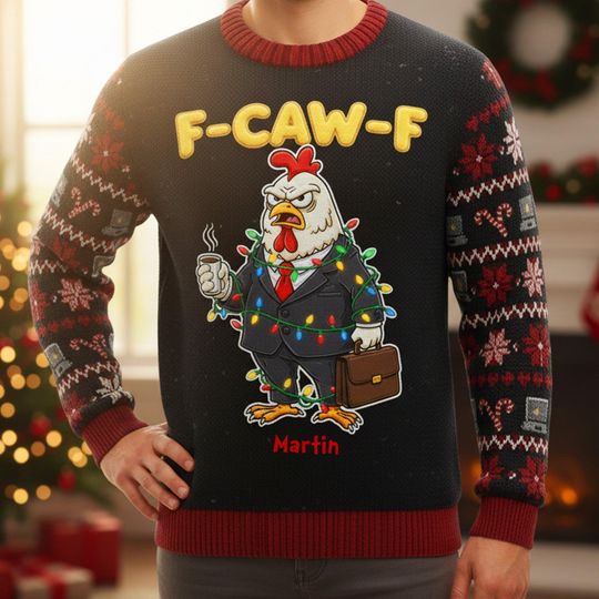 Personalized Funny Chicken Ugly Sweaters, Christmas Gifts For Chicken Lovers, Gifts For Him, Funny Xmas Sweater