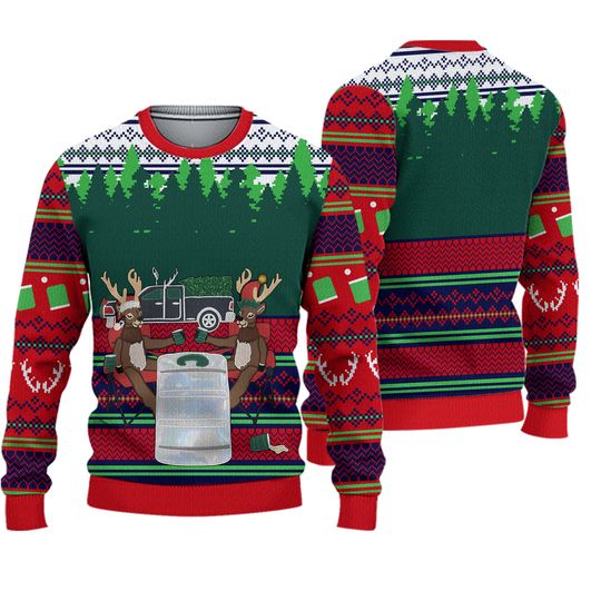 Blizzard Bay Reindeer Beer Bros Bottle Pocket Ugly Christmas Sweater Mens Medium