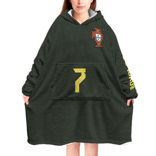 CR7  Cristiano Ronaldo Blanket Hoodie, Soccer Blanket Hoodie, Football Merch