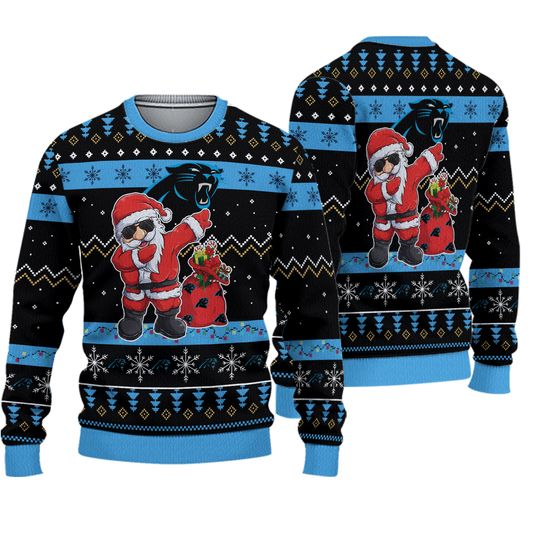 Carolina Panthers football Santa Claus Christmas Ugly Sweater