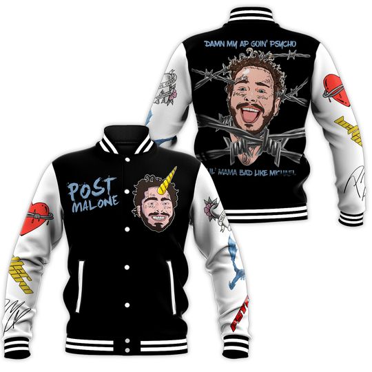 Post Malone Jacket, Post Malone Rap Baseball Jacket, Retro Post Malone 90s Tee, Post Malone Tour Jacket Men, Rapper Gift