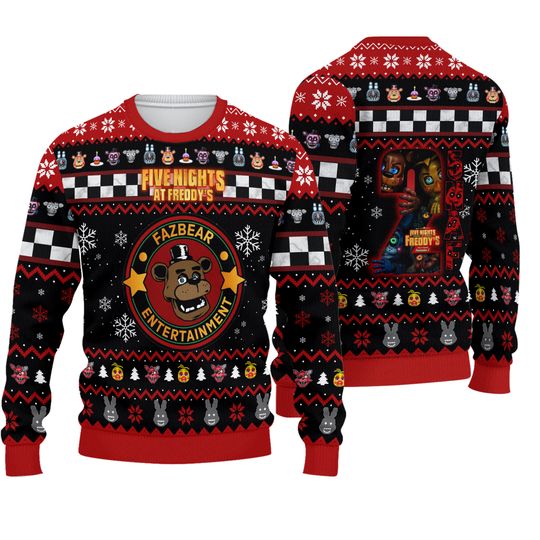 Five Night Ugly Christmas Sweater 2025 Fnaf Holiday Knit Pullover