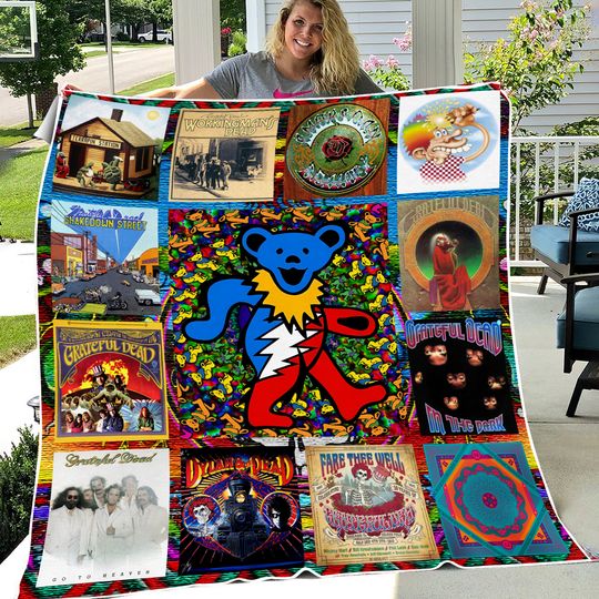 Grateful Dead Vintage Quilt Blanket, Grateful Dead Cozy Quilt Blanket, Bedding blanket, Bedding Decor, Home Decor Gift