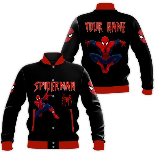 Personalized Spiderman Jacket, Kids Varsity Jacket, Spiderman Baseball Jacket
