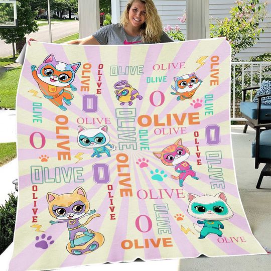 Personalized Super Kitties Blanket, Custom Super Kitties Blanket, Super Kittie Buddy Bitsy Ginny Sparks Hero Blanket, Disneyland Kitties