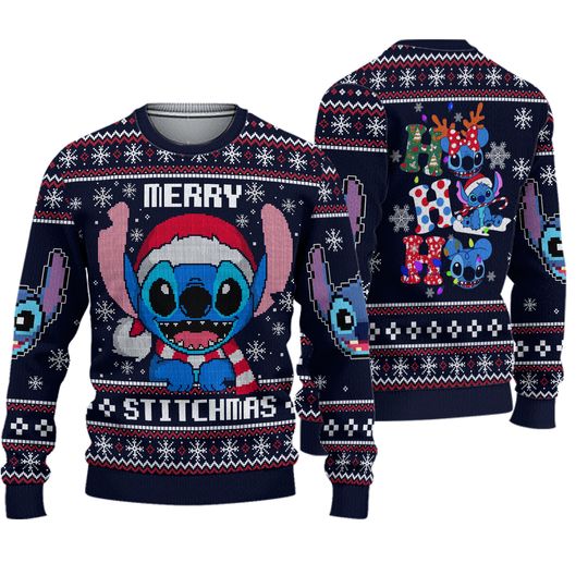 Stitch Hohoho Merry Stitchmas Ugly Christmas Sweater XS-5XL, Stitch Sweater