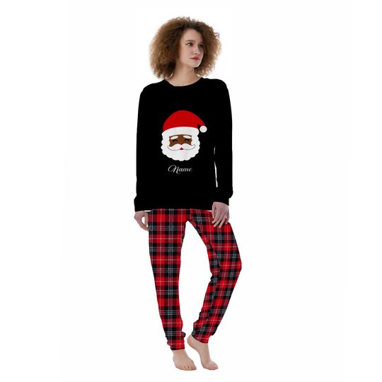 Black Santa Claus Family Pajamas, Merry Christmas Matching Family Pajamas, Christmas Gift, Family Matching Sleepwear