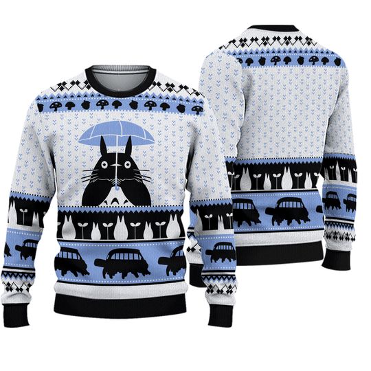 Totoro Ugly Christmas Sweater, Anime Studio Ghibli Holiday Gift for Fans