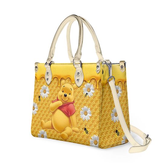 Winnie The Pooh Cartoon Leather Bag Handbag,Pooh Lovers Handbag, Women Crossbody Bag