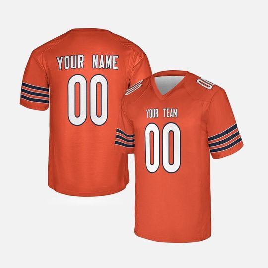 Custom Chicago Bears Football Jersey, Orange, Alternate, Personalized Team Name & Number, Unisex