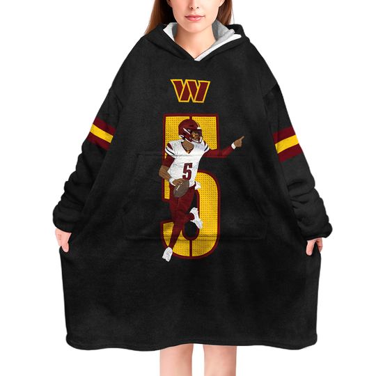 2025 Jayden Daniels 5 Commanders Blanket Hoodie