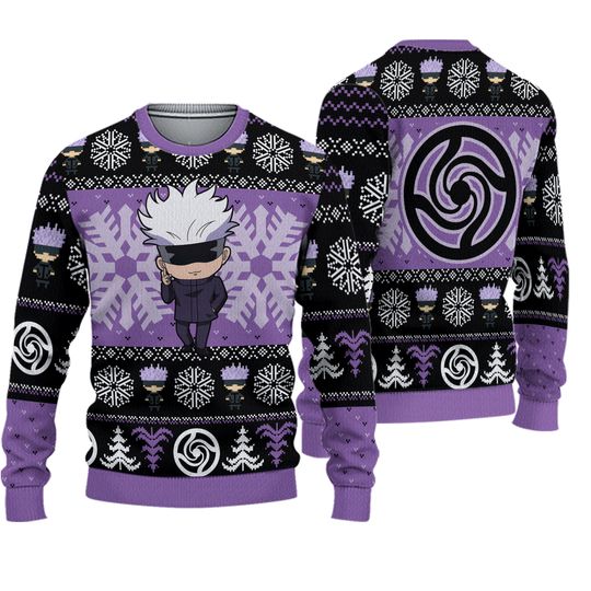 Chibi Satoru Gojo Jujutsu Satoru Ugly Christmas Sweater