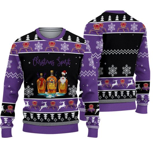 Crown Royal Merry Christmas Ugly Sweater, Whiskey Sweater Women, Christmas Sweater Funny, Crown Royal Sweater Men, Most Wonderful Time