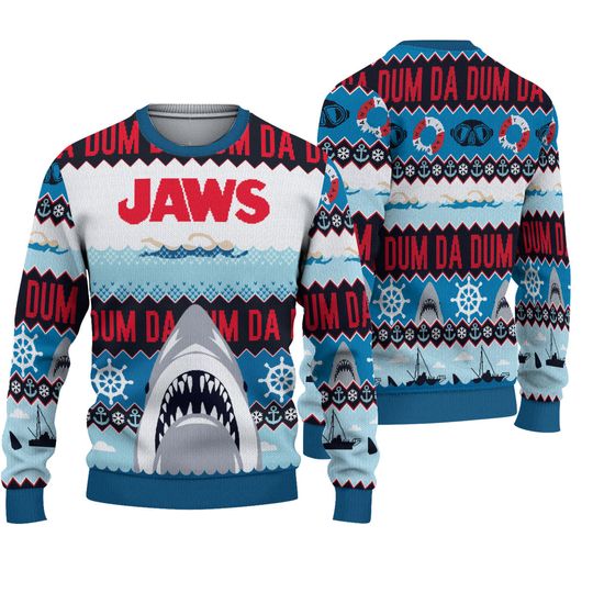 Official Jaws Christmas Sweater, Ugly Holiday Shark Sweatshirt
