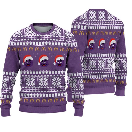 McDonald Ugly Grimace Christmas Sweater Allsize