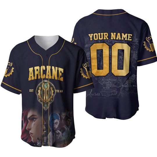 Arcane Jinx, Vi League of Legends Personalized Baseball Jersey