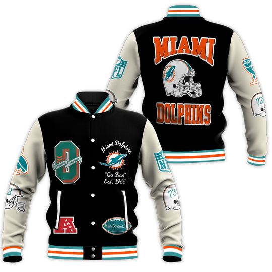 Miami Football Dolphins Baseball Jacket