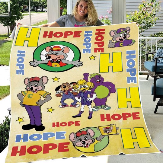Personalized Chuck E Cheese Blanket, Chuck E Cheese Cartoons Blanket, Chuck E Cheese Blanket, Custom Name Blanket, Birthday Gift