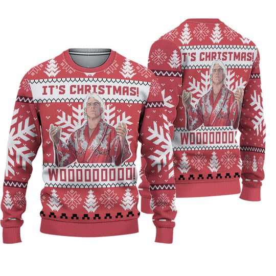 Ric Flair Woooo Ugly Christmas Sweater Mens Holiday Gift For Chirstmas