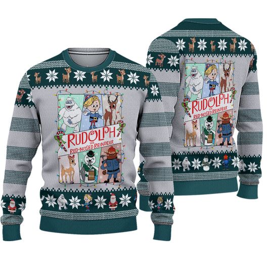 Rudolph the Red-Nosed Reindeer Christmas Ugly Sweater, Reindeer Xmas Sweatshirt, Holiday 3D Sweater 2025