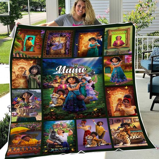 Personalized Encanto Fleece Blanket, Custom Name Encanto Blanket, Birthday Gifts, Encanto Christmas Blanket, Encanto Family Fleece Blanket