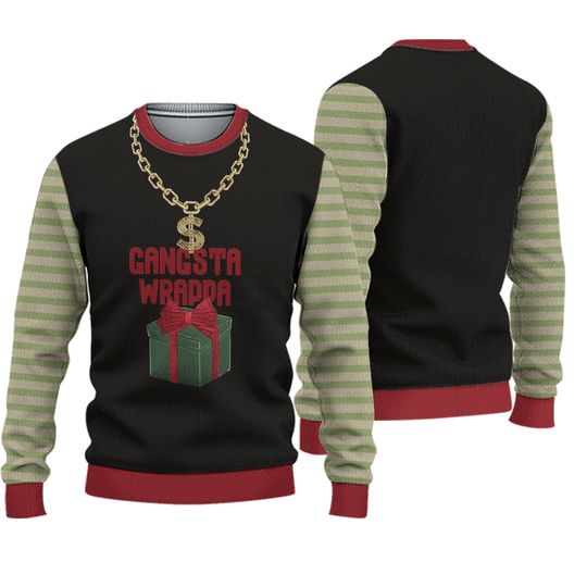 Ugly Christmas Sweater XL Gangsta Wrapper Sequin Knit Worn Once