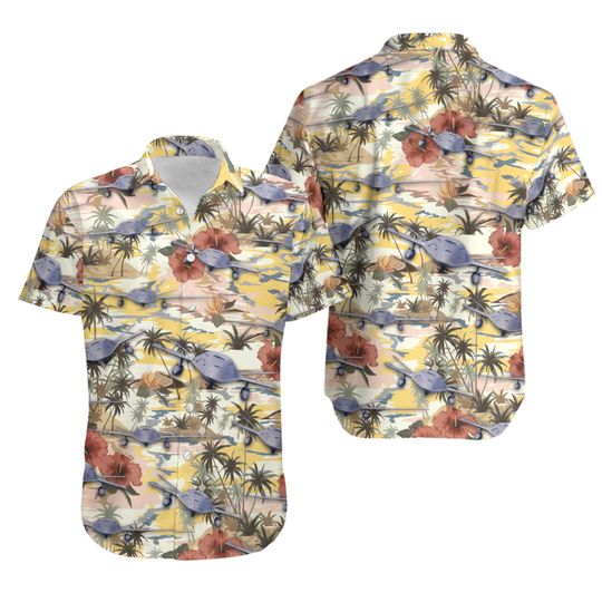 US Navy Boeing MQ 25 Stingray Hawaiian Shirt 8211 Beach Clothes For Military Per