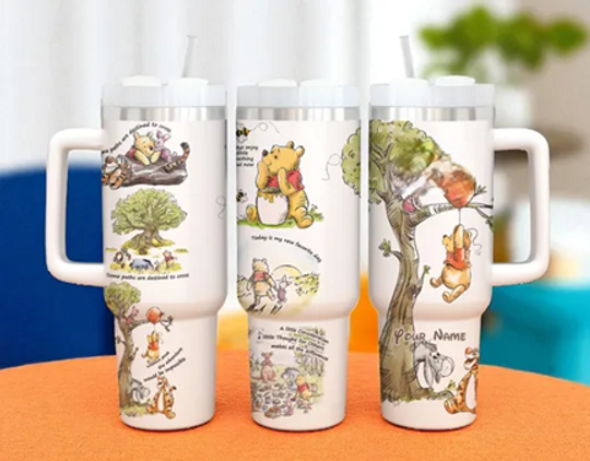 Custom Name Winnie the Pooh Tumbler: 40oz Stainless Steel