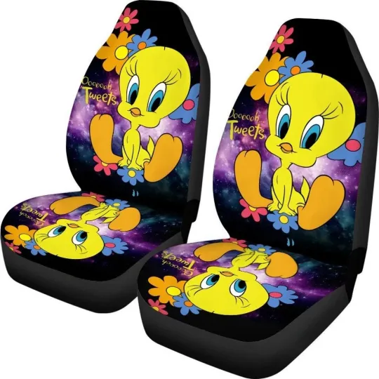 Tweety Bird Car Seat Covers Yellow Looney Tunes Cartoon Protector Gift