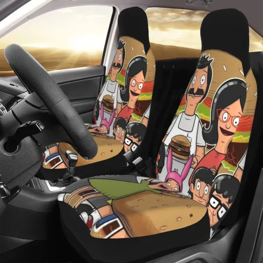 Discover Bob's Burgers Car Seat Covers 2 Pack Cartoon Print Front Seat Covers