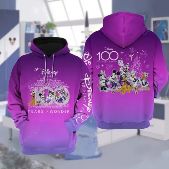 Discover Disney 100 Years of Wonder Purple Unisex Hoodie For Fan Size S-5XL