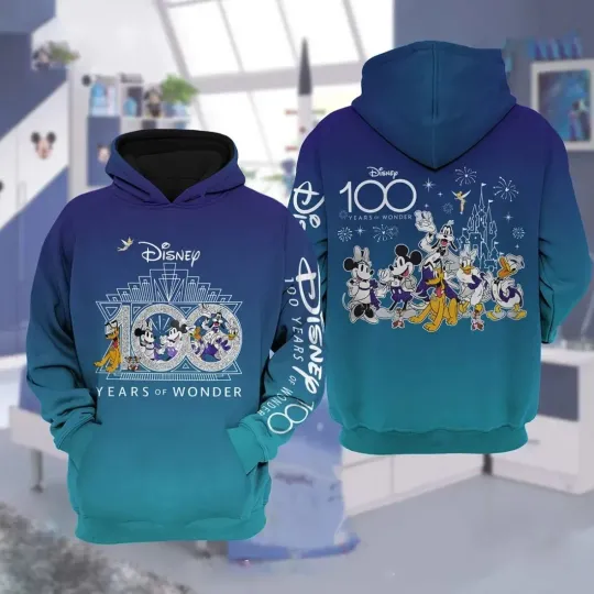 Discover Disney 100 Years of Wonder Blue Unisex Hoodie Special Gift For Men Women S-5XL